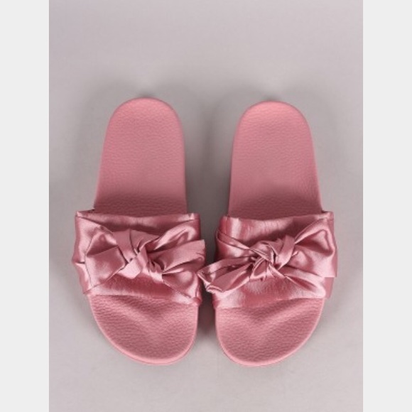 Sugar Punch Couture Shoes - Allie ✨ Pink Satin Bow Slides